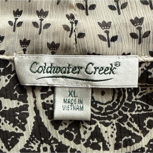 Coldwater Creek Size XL Kimono Black Cream Cardigan Geometric Floral Sheer Cape - Picture 5 of 9